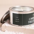 Close Up of Label on Pintail Petite Paint Pot Christmas Tree Forest Candle