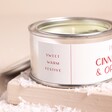 Close Up of Label on Side of Pintail Petite Paint Pot Cinnamon and Orange Candle