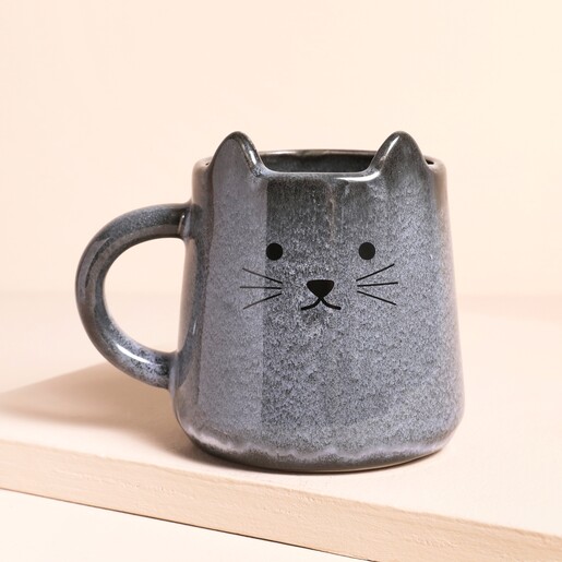 Sass & Belle Mojave Cat Mug against beige backgrounf