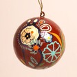 Close Up of Dark Red Paper Mache Floral Bauble