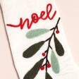 Close Up of Noel Mistletoe Stocking in Cream