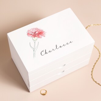Personalised Birth Flower Jewellery Box with Drawers