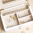 Interior Compartments for the Personalised Birth Flower White Embroidered Jewellery Box