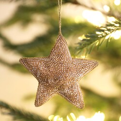 Gold Beaded Star Hanging Decoration