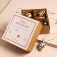 Set of 4 Boxed Mini Baubles in a card meeting