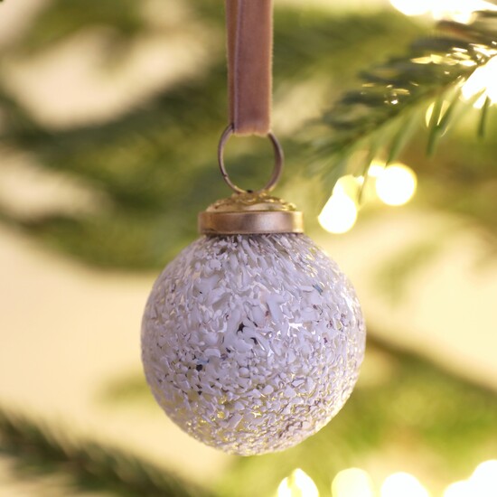 White Mottled Textured Bauble