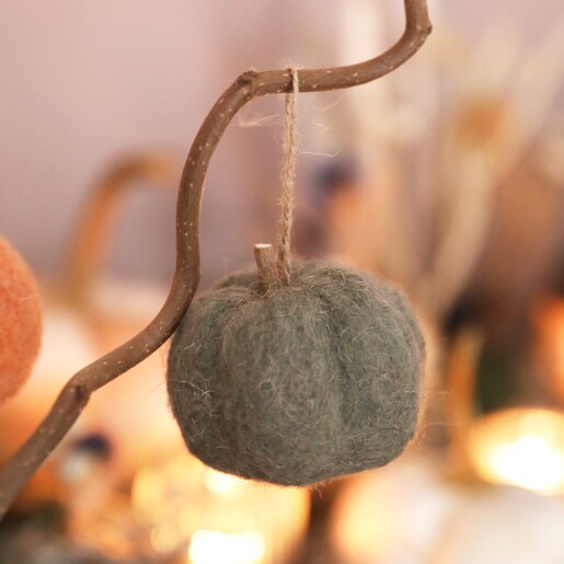 Green Felt Pumpkin Hanging Decoration