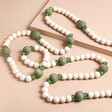 Neutral and Green Wooden Beaded Garland