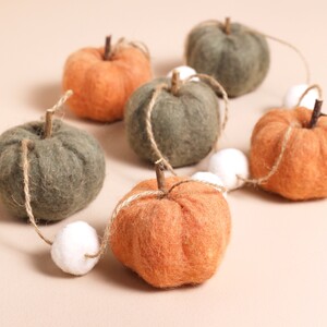 Green and Orange Pumpkin Felt Garland