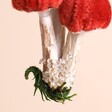 Close Up of Red Mushroom Cluster Hanging Decoration with Crystal Details