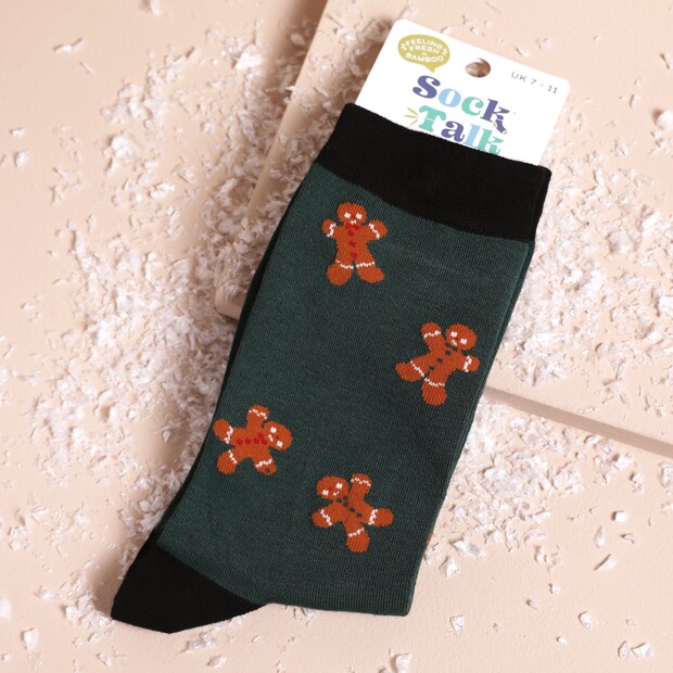 Sock Talk Men's Green Gingerbread Bamboo Socks Sock Talk Men's Green Gingerbread Bamboo Socks