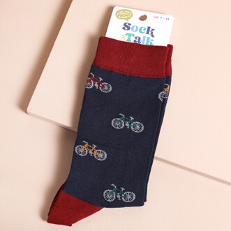 Sock Talk Men's Navy Blue Bike Socks