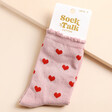 Sock Talk Women's Glitter Heart Ankle Socks with Scalloped Edge on Neutral Background