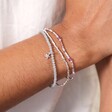 Set of 3 Beaded Bracelets with Star Charm in Silver