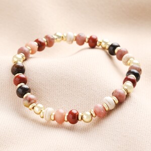 Autumn Coloured Mixed Beaded Bracelet in Gold