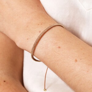 Leather Pull Cord Beaded Bracelet in Gold