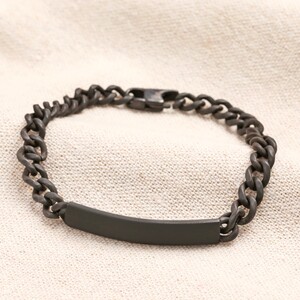 Men's Black Stainless Steel Chain ID Bracelet