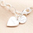 Close Up of Personalised Name Heart Chain Bracelet in Silver