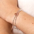 A close up of the bracelet on a model showing off the two layers