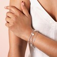 Model Shot of Silver and Rose Gold Daisy Multi Strand Bracelet