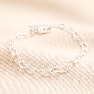 Heart Chain Bracelet in Silver