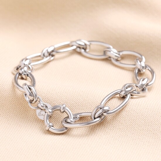 Stainless Steel Chunky Paperclip Chain Bracelet in Silver