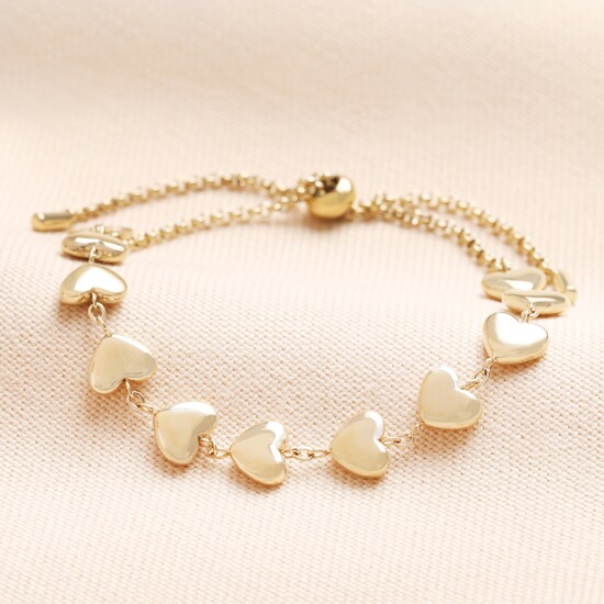 Stainless Steel Heart Charm Bracelet in Gold