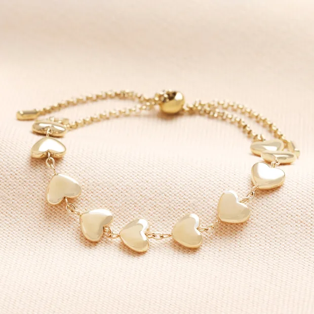 Stainless Steel Heart Charm Bracelet in Gold Stainless Steel Heart Charm Bracelet in Gold