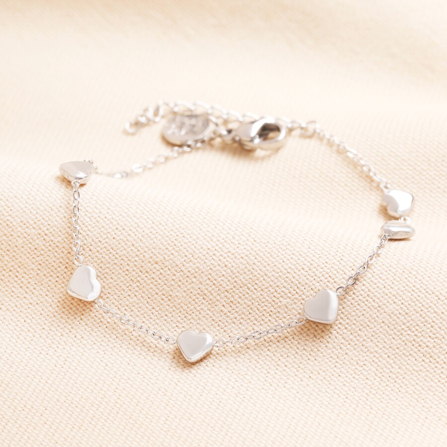 Stainless Steel Heart Charm Bracelet and Necklace Set