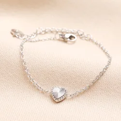 Stainless Steel Tiny Antiqued Heart Bracelet