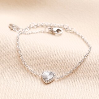Stainless Steel Tiny Antiqued Heart Bracelet