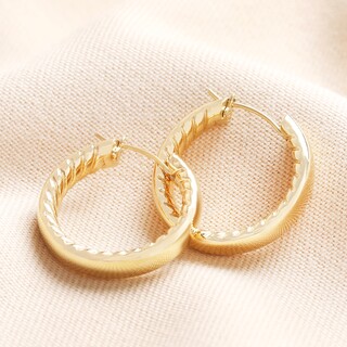 Stainless Steel Hidden Rope Hoop Earrings in Gold