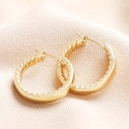Stainless Steel Hidden Rope Hoop Earrings in Gold  Stainless Steel Hidden Rope Hoop Earrings in Gold