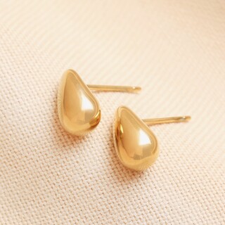Stainless Steel Mini Teardrop Stud Earrings in Gold