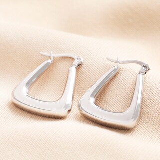 Stainless Steel Triangular Chunky Hoop Earrings