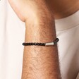 Close Up of Men's Black Stainless Steel Box Chain Bracelet on Model