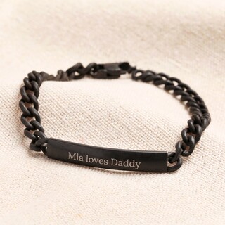 Personalised Men's Black Stainless Steel Chain ID Bracelet