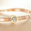 Close Up of Sparkly Detail on Crystal Heart Charm Pink Beaded Bracelet