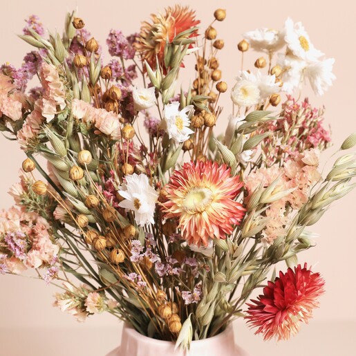 Close Up of Fall Floral Dried Flower Posy