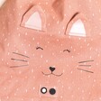 Close Up of Cat Face on Trixie Mrs Cat Drawstring Bag in Pink