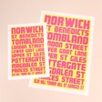 Multiple sizes of Wall Chart Norwich A3 Print 