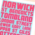 Close Up of the Wall Chart Norwich A3 Print in Blue