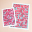 Multiple Sizes Available of the Wall Chart Norwich A3 Print in Blue