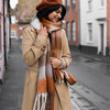 Model Shot of Brown Check Winter Scarf