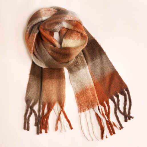 Brown check scarf discount