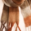 Close Up of Brown Check Winter Scarf