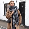 Model Shot of Charcoal Houndstooth Winter Scarf