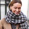 Model Shot of Charcoal Houndstooth Winter Scarf