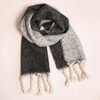 Charcoal Two Tone Winter Scarf on a Beige Background