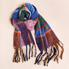 Multi Colour Tartan Check Winter Scarf on a Beige background